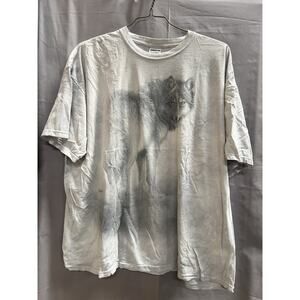 The Mountain white tie-dye T-shirt with a wolf graphic Size 2XL AOP Y2K BR2168